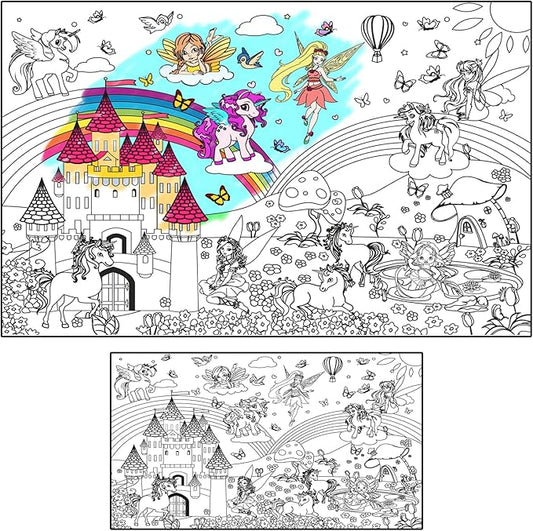 ALEX Art Giant Coloring Poster Unicorn and Fairy - Wall Coloring Posters for Kids - Large Coloring Poster to Color - Jumbo Coloring Sheets Floor Size - Huge Coloring - Big Coloring Pages