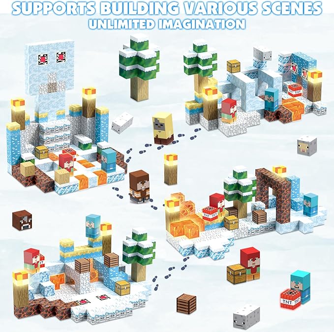 AIDYVOI 200pcs Magnetic Blocks, Magnetic Building Block Set STEM Construction Toys, Montessori Sensory Stacking Toy for Toddlers, 1 Inch Magnet Cubes with Light Blocks for Girls Age 3 4 5 6 7 8
