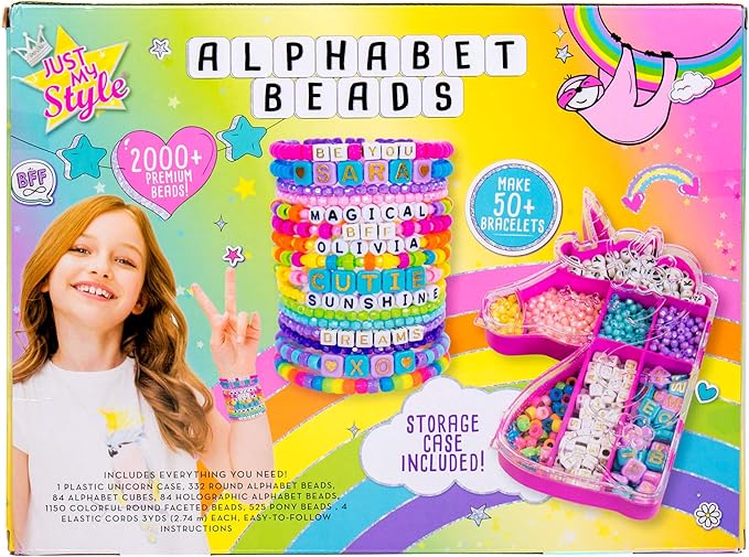 Just My Style DIY Bracelet Making Kit with 2000+ Beads, Storage Case & Instructions