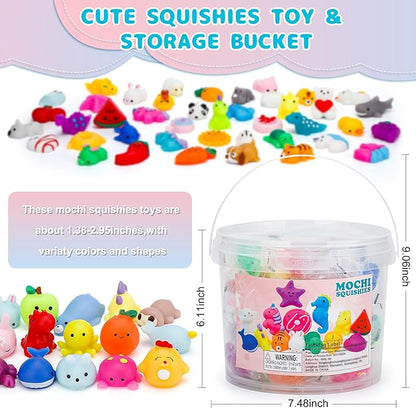 80 Pack Mochi Squishy Toys, Party Favors for Kids 4-8-12,Birthday Gifts Treasure Box Classroom Prizes Goodie Bag Stuffers, Mini Squishy Fidget Toys, Carnival Prizes in Bulk