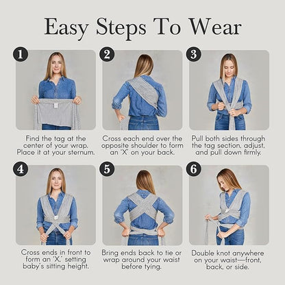 Solly Baby Wrap, Buttery-Soft Baby Carrier Newborn to Toddler 8-25 Lbs., Lightweight & Hands-Free Breathable Summer Carrier, Baby Wearing & Postpartum Essential, New Mom Gift, Natural + Grey Stripe