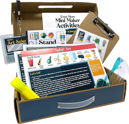 Carson Dellosa Grades 2-5 Mini Maker Science Kits: Art Science, Journal, Activity Book, Experiment Cards, Stickers, Goggles, Name Tag for STEM Activities, Classroom or Homeschool Curriculum (29 pc)