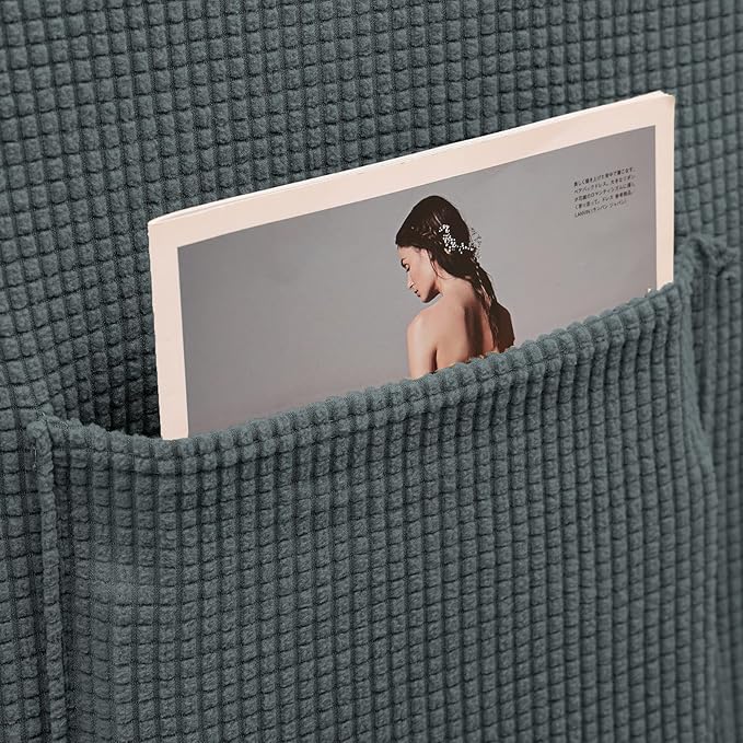 KEKUOU Recliner Chair Covers, Lazy Boy Recliner Covers Stretch Couch Cover Slipcovers 1 Piece Furniture Protector with Elastic Bottom for Dog,Kids.(Recliner, Grey)