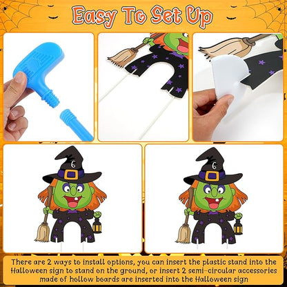 8Pcs Halloween Mini Golf Game Set, Halloween Yard Sign Games for Kids Party, Mini Golf Toy Game Include Clubs Balls Yard Sign Holes for Halloween Party Teens Golf Yard Lawn Indoor Outdoor Decorations