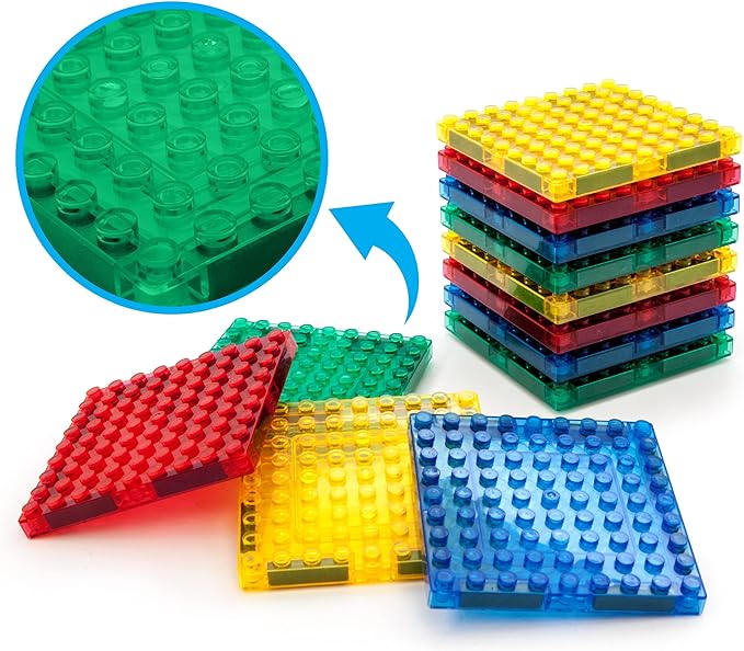 PicassoTiles Magnetic Brick Tiles STEM Creative Magnetic Tiles Building Block Set Building Brick Construction Toy Socket Spikes Toys Accessory Educational Imaginative Learning Kit Stacking Set