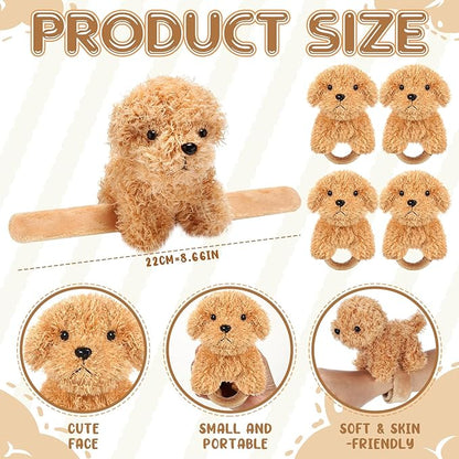 Ceenna 16 Pcs Valentine's Day Puppy Stuffed Animal Slap Bracelets Cute Puppy Slap Bracelets 8.66 Inch Adorable Puppy Slap Wrist Bracelets Bulk for Birthday Party Gifts Favors Goodie Bag Fillers