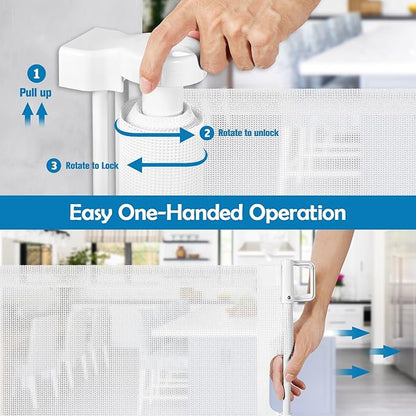 90 Inch Retractable Baby Gates Extra Wide Dog Gates for Dogs Indoor Outdoor Extra Long Baby Gates for Large Openings Large Baby Gate Mesh Dog Gates for The House Extra Wide Baby Gate Deck Gate, White