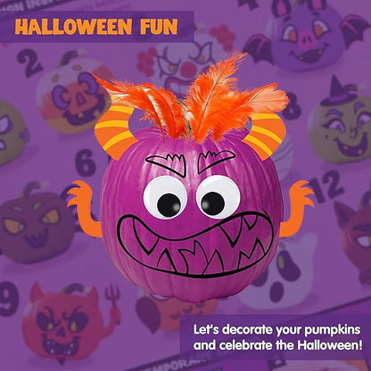 Klever Kits Halloween Arts and Craft Pumpkin Painting Kit, Party Favors for Kids, Halloween Pumpkin Decorating Kit for Party Supplies, Halloween Party Decor DIY Coloring Activities School Party Games
