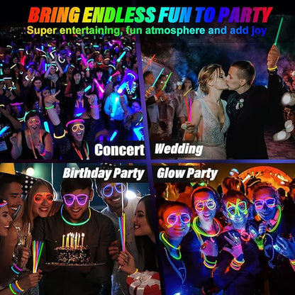 BUDI 500Pcs Glow Sticks Party Favors for Kids Adults GlowStick Bulk 8 Colors 8 Inch for Glow Necklace Bracelets Glasses Glow in the Dark Party Favor Halloween Party Decorations Halloween Party Favors