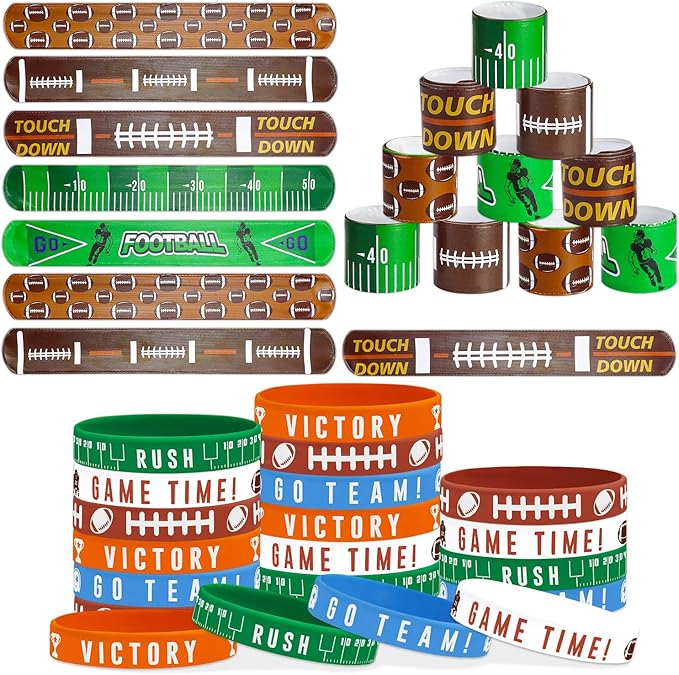 40 Pieces Football Party Favors, Football Silicone Wristbands Football Rubber Bracelets for Football Game Day Teens Birthday Football Theme Party Football Team Awards Presents
