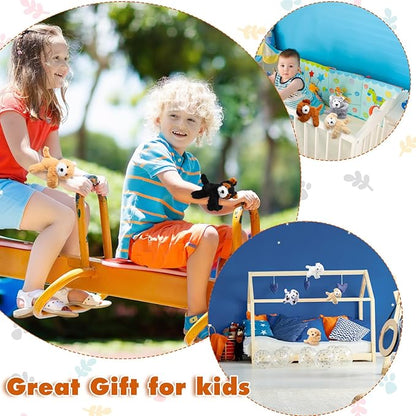 Jerify 8 Pcs 8 Inch Puppy Stuffed Animal Slap Bracelets for Kids, Plush Dog Wrist Cute Snap Bracelets in Bulk Valentine's Day Easter Birthday Gifts for Boys and Girls Party Favors