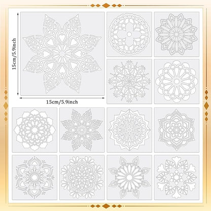 48 Pieces Mandala Scratch Cards Rainbow Xmas Scratch Paper for Kids DIY Round Ornaments with Drawing Stencils Wooden Stick and Ribbon Suitable Hobby for Adults, Kids, Teens and Seniors