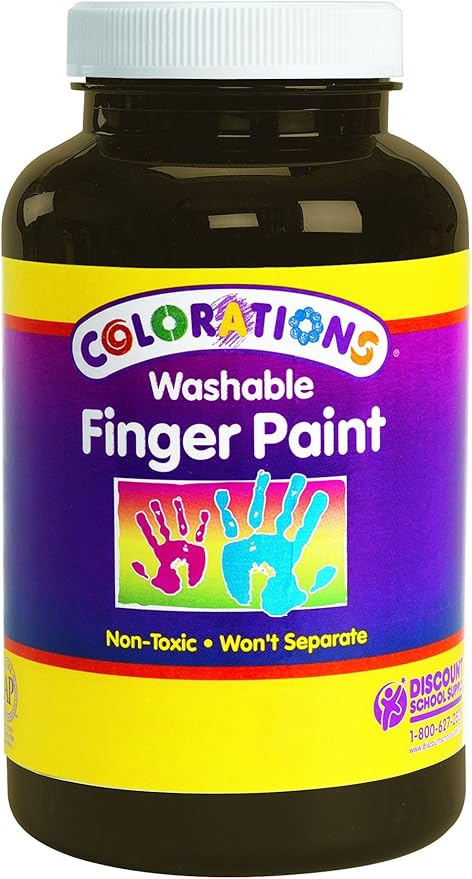 Colorations Washable Finger Paints, 16 fl oz, Brown, Non-Toxic, Creamy, Vibrant, Kids Paint, Craft, Hobby, Fun, Art Supplies, Young kids, finger painting, hand painting