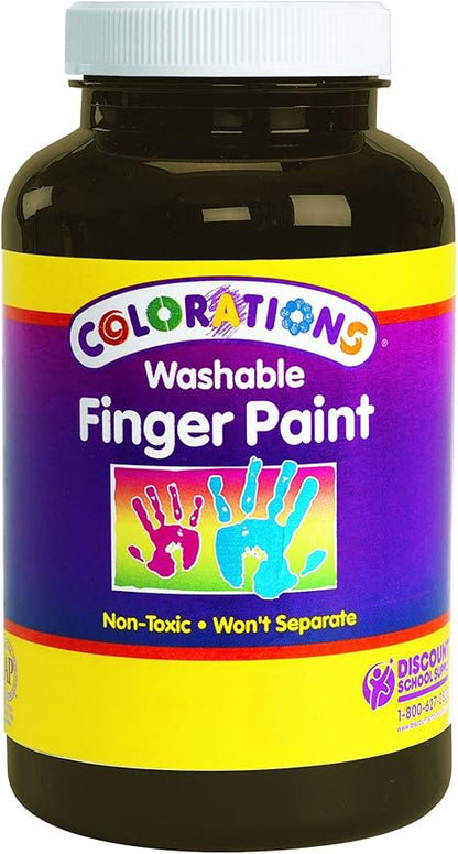 Colorations Washable Finger Paints, 16 fl oz, Brown, Non-Toxic, Creamy, Vibrant, Kids Paint, Craft, Hobby, Fun, Art Supplies, Young kids, finger painting, hand painting