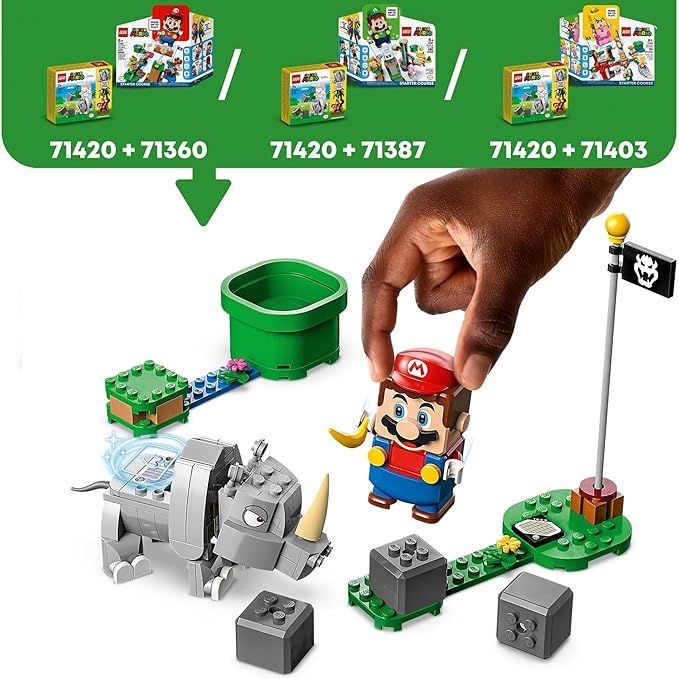 LEGO Super Mario Rambi The Rhino Expansion Set 71420, Game Inspired Building Toy Set to Combine with a Starter Course, This Collectible Super Mario Bros Toy Makes a Great Gift for Kids Ages 7 and Up