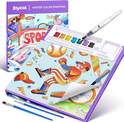 JoyCat Paint with Water Coloring Books for Toddlers, Watercolor Painting Sets for Kids Ages 3-5 4-8, Arts and Crafts Drawing Activities Toy Birthday Gifts for Boys Girls (Sports)