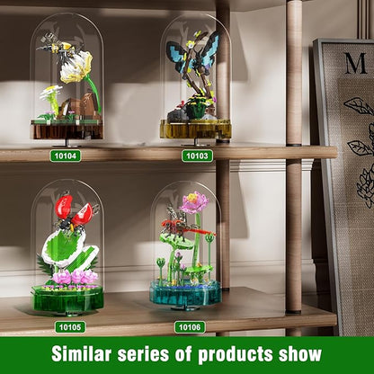 Mould King Butterfly Insect Building Block Set, Creative Flower Bug Kits Toys with Music Display Box, Collection DIY Office Home Decor for Adutls Kids Girls 8+, 10103