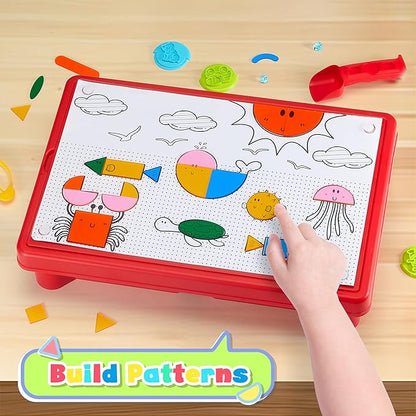 Carolart Sensory Table with Sands, Sand & Water Play Table for Kids，Indoor and Outdoor Activity Table, Sensory Bin Toys for Toddlers 3 4 5 6 7，17x11.5x10.2 Inches