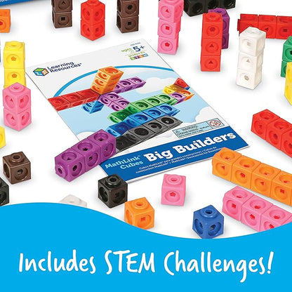Learning Resources MathLink Cubes Big Builders - Set of 200 Cubes, Ages 5+, Develops Early Math Skills, STEM Toys, Math Games for Kids, Math Cubes for Kids,Stocking Stuffers