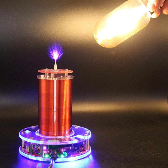 JZENT Bluetooth Music Tesla Coil PLLSSTC Desktop Toy Plasma Loudspeaker Arc Generator Wireless Transmission Teaching Demonstration Experiment Model JN-02