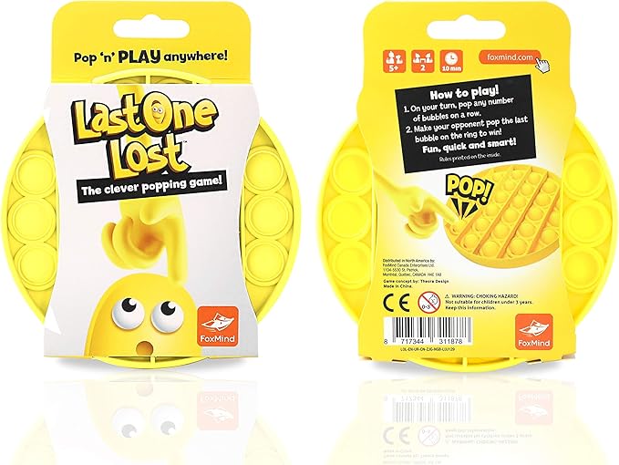 FoxMind, Last One Lost, Tactile Logic Travel Game for Kids, Family, and Friends - Yellow