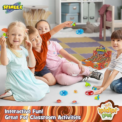 IPIDIPI TOYS Light Up Spinning Tops and Flying Saucer Disc - UFO Light Up Spinner - Stocking Stuffers, Kids Party Favors, School Prize Box Toys, Goodie Bag Fillers - Orange, Pack of 12