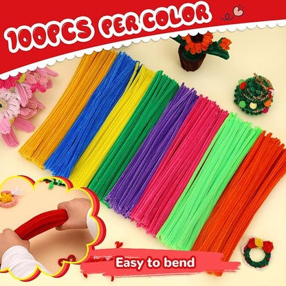 Pipe Cleaners, 100PCS Red Pipe Cleaners Craft Supplies, Pipe Cleaners Bulk Fuzzy Sticks for DIY Art and Craft Projects Home Decoration
