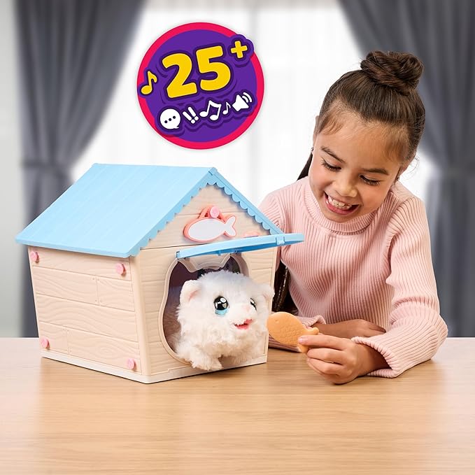 Little Live Pets My Kitty's Home | Interactive Plush Toy Kitten & House, Surprise Reveal with 25+ Sounds & Reactions. Build Kitty's Home - Easy Build DIY Home, Batteries Included. for Kids Ages 5+