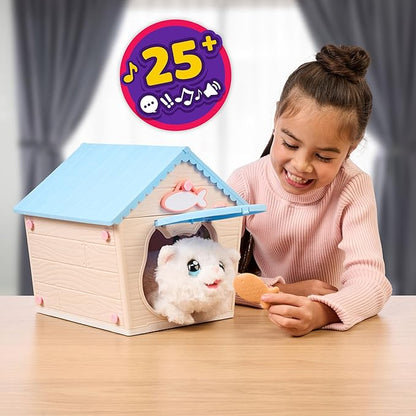Little Live Pets My Kitty's Home | Interactive Plush Toy Kitten & House, Surprise Reveal with 25+ Sounds & Reactions. Build Kitty's Home - Easy Build DIY Home, Batteries Included. for Kids Ages 5+