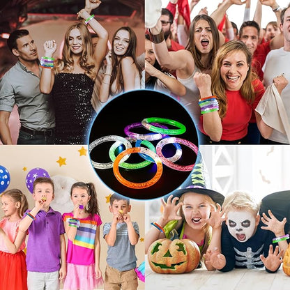 50PCS LED Bracelets,7 Color Glow In The Dark Bracelets,Flashing Light Up Bracelets,Glow Bracelets,Glow In The Dark Party Supplies,Light Up Party Favors for Birthday,Concert,Carnival,Festival