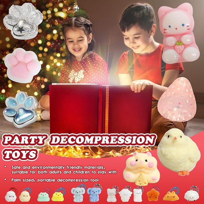 19pcs Squishy Pack,Fidget Toys Kit,Include taba Squishies Party Favors for Kids 4-8 8-12 Treasure Box Toys for Classroom Birthday Xmas Gifts for Girls Boys Goodie Bag Stocking Stuffers for Teens