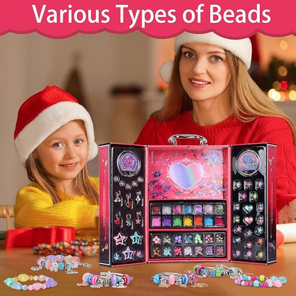Woiworco Jewelry Making Kits Bracelet Making Kit with Jewelry Box, Valentine's Day Gifts Birthday Gifts for Kids Girls 4-6 8-12, Art and Craft Set