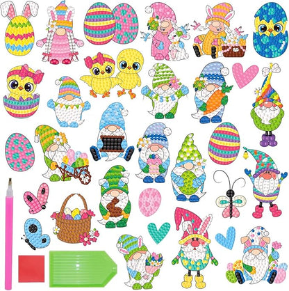 Junrife Easter Diamond Craft Kits Stickers for Kids,Gem Kids' Paint by Number Kits Mosaic Sticker - Best Gifts for Girls Ages 8-12 Easy for Kids Adult Beginners