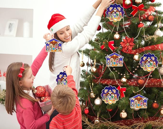 FaCraft Nativity Craft Sticker for Kids - 24pcs Make a Nativity Scene Stickers Christmas Crafts Kits DIY Nativity Set for Sunday School Classroom Religious Christian Xmas Party Game Favor Gifts