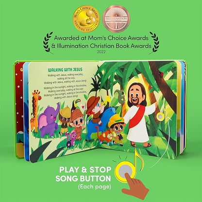 Jesus Loves Me Christian Sound Books for Kids - 6 Bible Songs for Toddlers – Christian Easter Gifts for Kids, Baby Books & Toys for Kids - Easter Basket Essentials, Baptism, Christening Baby Gifts