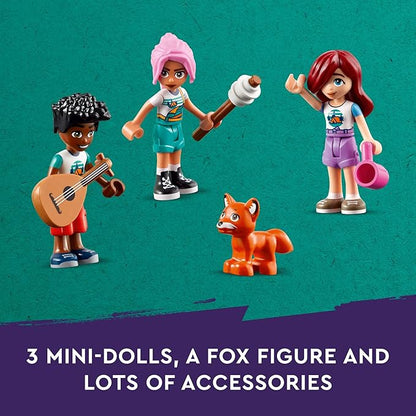 LEGO Friends Adventure Camp Cozy Cabins Camping Toy, Kids’ Nature Playset, Pretend Play Toy with 3 Mini Doll Characters and a Fox Toy Figure, Birthday Gift Idea for 7 Year Olds and Up, 42624
