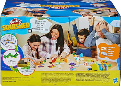 Play-Doh Squished Creative Challenge Set with 4 Activities for Kids 5 Years and Up, 30 Challenge Cards, Mega Can with 8 Modeling Compound Colors