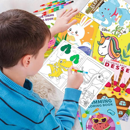 20 Pack Coloring Books for Kids with 20 Stacking Crayons Set Mini Coloring Books Bulk for Kids Ages 2-4-8-12 Small Activity Books For Birthday Party Favors Gifts Goodie Bags Stuffers Classroom