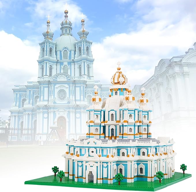 Micro Mini Blocks Smolny Cathedral Model Building Blocks Set Architecture Model Mini Building Blocks Gifts for Adult