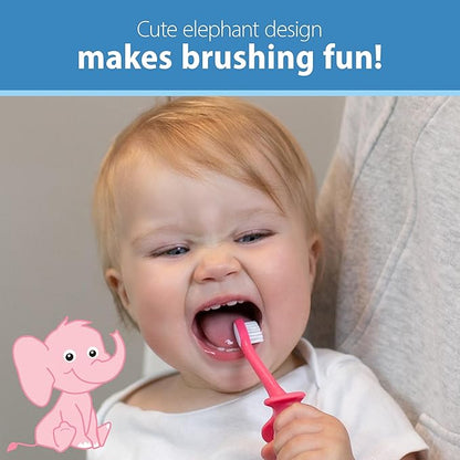 Dr. Brown's Infant-to-Toddler Training Toothbrush, Soft for Baby's First Teeth, Pink Elephant, 0-3 Years (Colors/Styles May Vary)