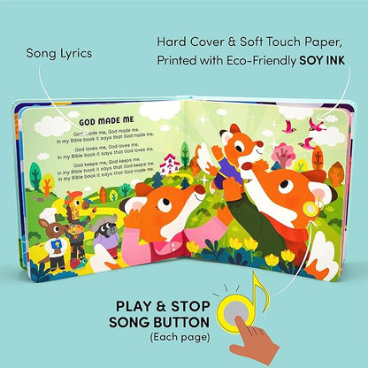 God Made Me Christian Sound Books for Kids - 6 Bible Songs for Toddlers – Christian Easter Gifts for Kids, Baby Books & Toys for Kids - Easter Basket Essentials, Baptism, Christening Baby Gifts