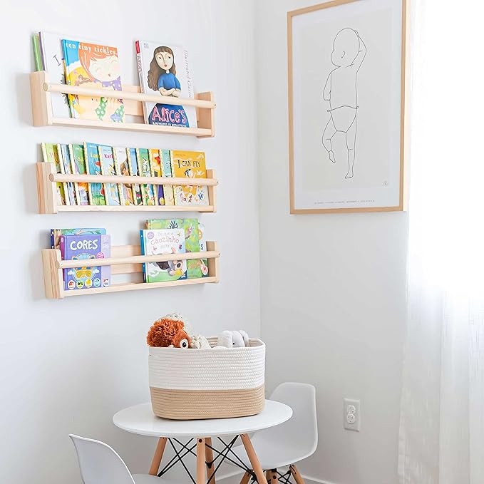 OrganiHaus Cotton Rope Basket for Shelf - Woven Storage Basket for Organizing, Closet & Toy Storage - Honey/Off-White - 15x9x10