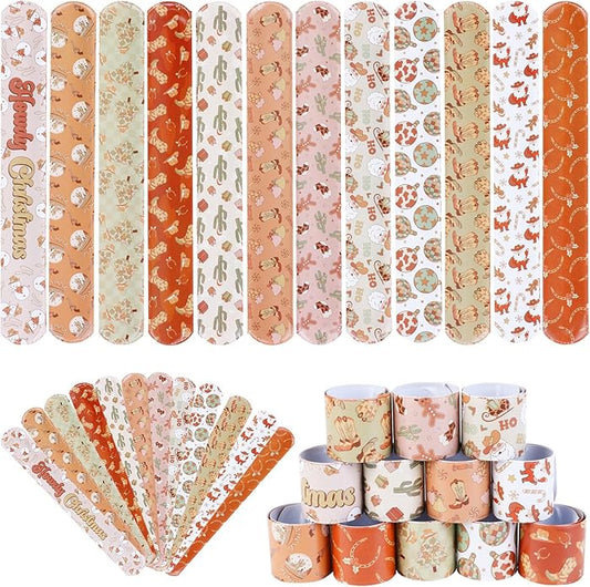 Serencatcher Christmas Slap Bracelets Christmas Party Favors Christmas Slap Wristbands for Xmas Birthday Party Stocking Goodie Bag Stuffers Gifts Toys