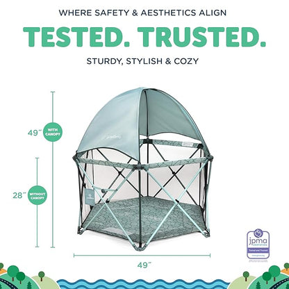 Baby Delight Go with Me Eclipse Deluxe Portable Playard | Playpen | Sun Canopy | Indoor and Outdoor | Ultra Padded Nylon Floor | Green Garden