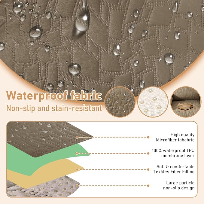 100% Waterproof Recliner Chair Covers for Reclining Chair, Small Recliner Covers That Stay in Place, Non-Slip Recliner Armchair Cover with Pockets for kids, Pets, Dogs, Cat, Washable,Coffee,23lN