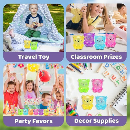 24 Pack Bear Stress Squishy Ball，Fidget Taba Squishy Toys for Kids ，Sugar Filled Gummy Stress Cube, Bear Toys Squeeze Balls for Party Favors, Classroom Prizes ,Goodie Bags Stuffer