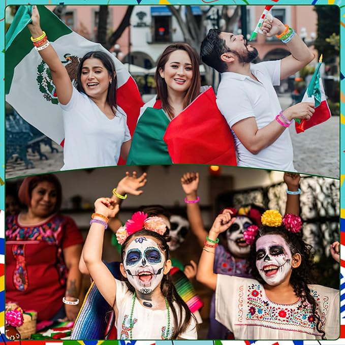 JUNEBRUSHS 24pcs Mexican Fiesta Party Favors Silicone Bracelets Cactus Guitar Hat Rubber Wristbands for Fiesta Mexican Birthday Party Decorations Gift Goodie Bag Stuffers(8 Designs)