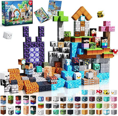 Magneverse 150 PCS 0.8in Magnetic Blocks - Easter Toys, Magnetic Building Blocks Cubes, Stacking Magnets, School STEM Toys Birthday Gifts for Boys and Girls Age 3+ Years Old (Theme: Adventure World)