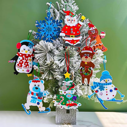 Winlyn 24 Sets Christmas Craft Kits Winter Crafts DIY Christmas Ornaments Decorations Art Sets Foam Santa Reindeer Snowman Christmas Stickers for Kids Holiday Season Classroom Activities Party Favors