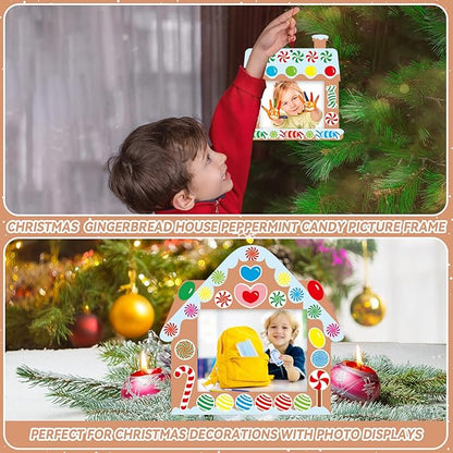 Qyeahkj 36 Packs Christmas Picture Frame Craft Kits for Kids, DIY Christmas Candy with Gingerbread House Peppermint Crafts for Holiday Xmas Photo Frames Art Favor Home Classroom Game Activities